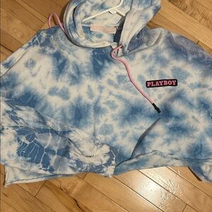 Playboy Blue and White Tie-Dye Hoodie